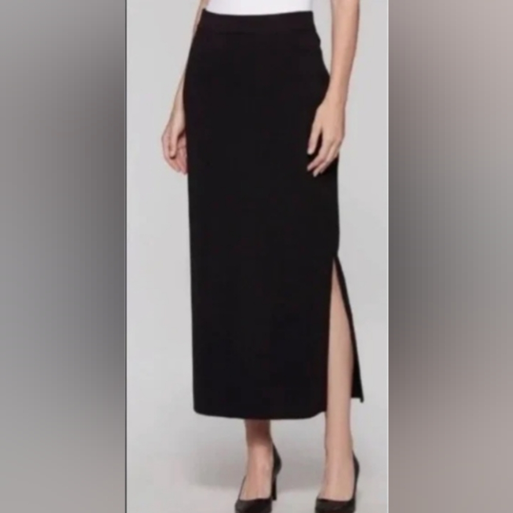 ST JOHN Basics Black Knit Skirt sz L